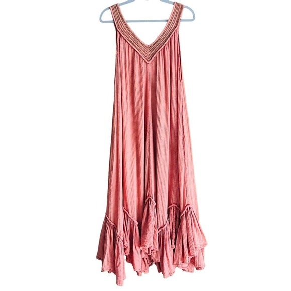 Free People | Dreams Of Bali Gauzy Maxi Dress Peach size Medium - Picture 6 of 16